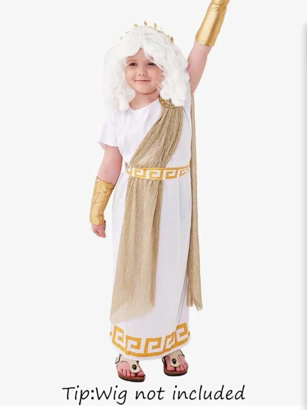 Child Greek Goddess Costume with Gold Trim (Wig Not Inclded)